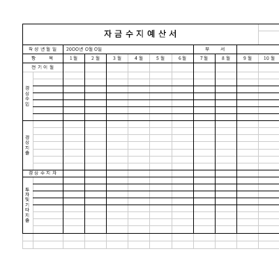 자금수지예산서 자금수지예산서